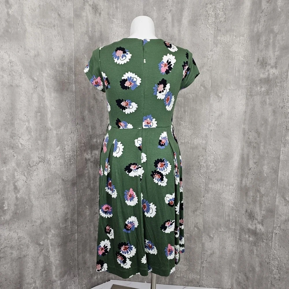 Boden Womens US10R Aide Ponte Knit Green Floral Casual Day Work Dress - Picture 6 of 9